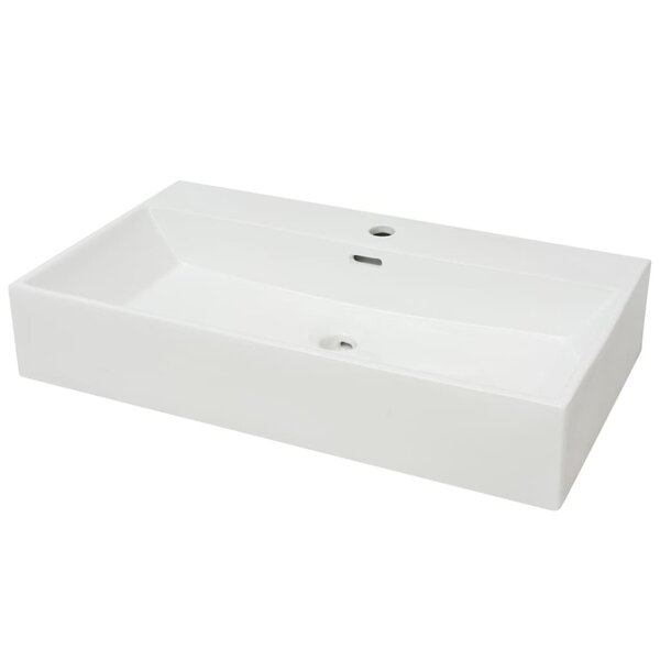 vidaXL Vasque avec trou de robinet en céramique Blanc 76x42 5x14 5 cm