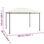 vidaXL Belvédère 384x281x270 cm Crème 180 g/m²
