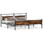 vidaXL Cadre de lit en métal sans matelas chêne fumé 200x200 cm