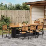 vidaXL Ensemble de salle à manger pour jardin 9 Pièces Noir