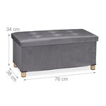Banquette de rangement moderne pliable pour salon couloir 34 x 76 x 38 cm en velours gris 13_0010923