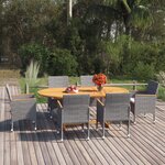 vidaXL Ensemble à manger de jardin 7 Pièces Résine tressée Gris