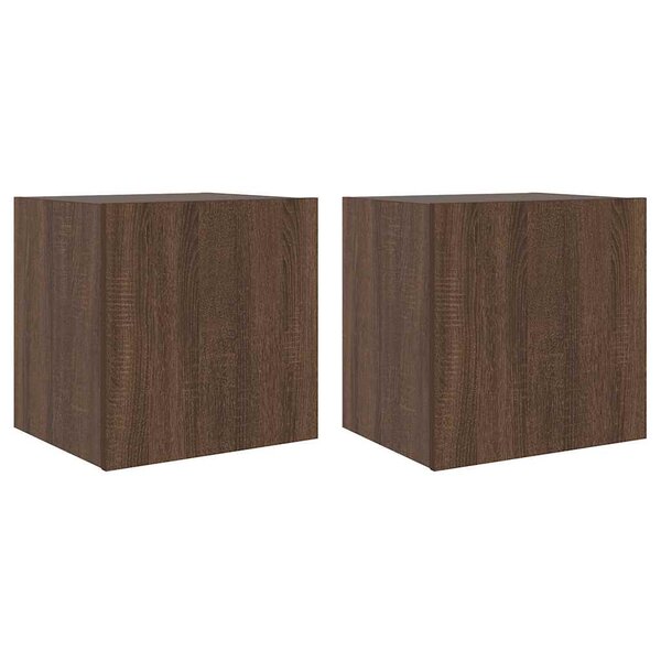 vidaXL Meubles TV muraux lumières LED 2 Pièces chêne marron 40 5x35x40 cm