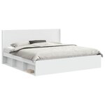 vidaXL Cadre de lit avec rangement et tête de lit Blanc 200 x 200 cm