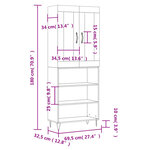 vidaXL Buffet haut Sonoma gris 69 5x34x180 cm Bois d'ingénierie