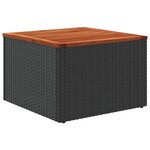 vidaXL Table de jardin noir 55x55x37 cm résine tressée et bois acacia