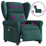 vidaXL Fauteuil de massage inclinable électrique Vert foncé Tissu