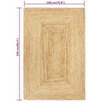 vidaXL Tapis fait à la main Jute 180x250 cm