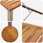 vidaXL Chaise longue avec roues 207x58x35 cm en bois d'acacia et acier inoxydable