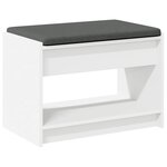 vidaXL Banc d'entrée Blanc 63 x 38 x 45 cm Bois Ingénierie et Tissu