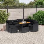 vidaXL Salon de jardin 8 Pièces avec coussins noir résine tressée