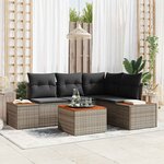 vidaXL Ensemble de canapé de jardin avec coussin 5 Pièces Gris Poly rotin