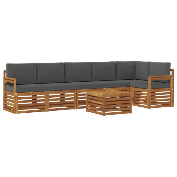 vidaXL Ensemble de canapés d'extérieur 7 pc Naturel et Anthracite