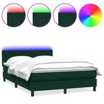 vidaXL Sommier à lattes de lit et matelas et LED vert foncé 160x220cm velours