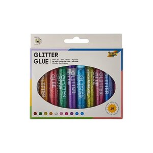 folia 10 Colle pailletée " Glitterglue"  9 5 ml  couleurs  assorti