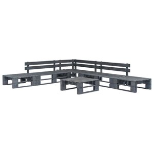Salon de jardin meuble d'extérieur ensemble de mobilier palette 6 pièces bois gris 02_0018466