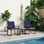 vidaXL Ensemble de meubles d'extérieur 3 Pièces Gris et bleu marine