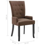 vidaXL Chaise de salle à manger avec accoudoirs Marron Tissu