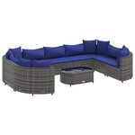 vidaXL Salon de jardin avec coussins 10 Pièces gris résine tressée