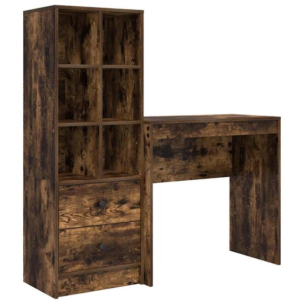 vidaXL Bureau avec rangement 2 Pièces Chêne fumé 80 x 40 x 76 cm