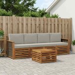 vidaXL Ensemble de canapés d'extérieur 5 pc Naturel et gris clair