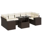 vidaXL Salon de jardin 8 Pièces avec coussins marron résine tressée