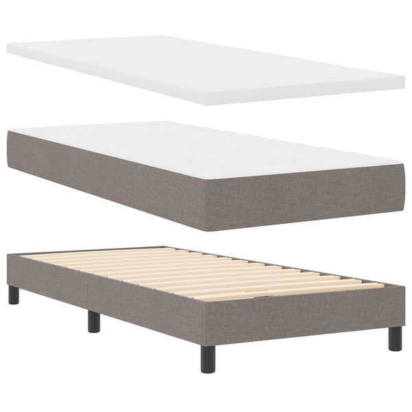 vidaXL Lit Box Spring avec Matelas - Taupe  80x200 cm  Tissu