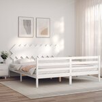 vidaXL Cadre de lit sans matelas blanc bois massif