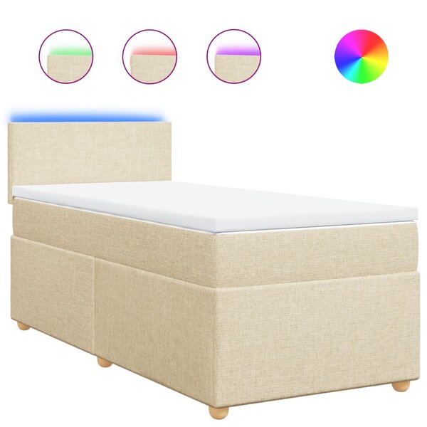 vidaXL Sommier à lattes de lit avec matelas Crème 100x200 cm Tissu