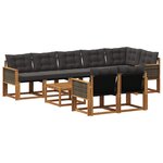 vidaXL Ensemble de canapés d'extérieur 9 pc Naturel et noir