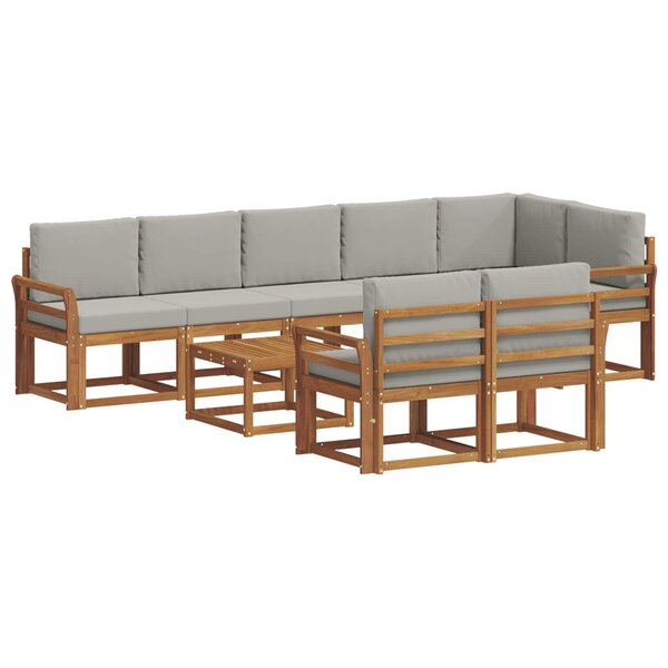 vidaXL Ensemble de canapés d'extérieur 9 pc Gris Naturel et Clair