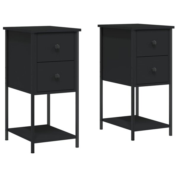 vidaXL Tables de chevet 2 Pièces noir 32x42x70 cm bois d'ingénierie