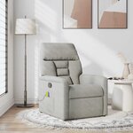 vidaXL Fauteuil inclinable de massage gris clair tissu microfibre