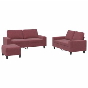 vidaXL Ensemble de canapés 3 Pièces rouge bordeaux tissu