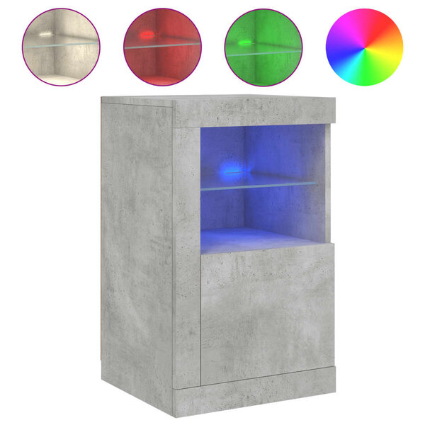 vidaXL Armoire latérale avec lumières LED gris béton bois d'ingénierie