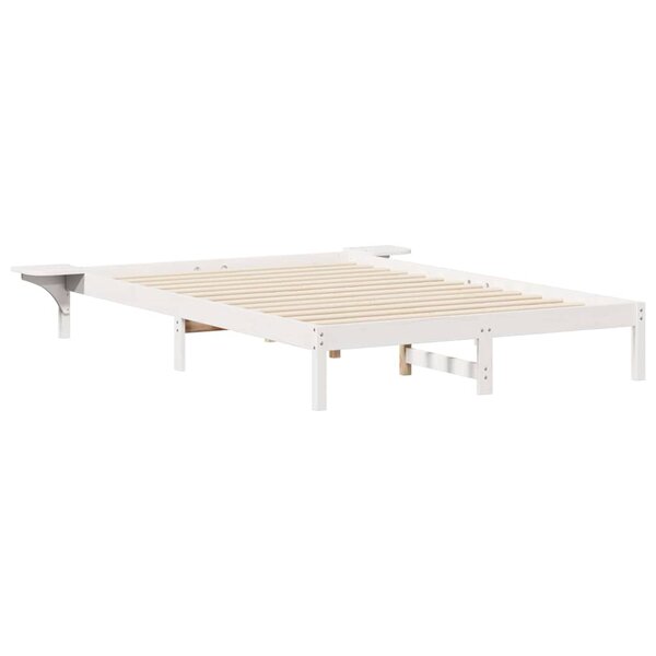 vidaXL Cadre de lit avec tables de chevet Blanc 160 x 220 cm