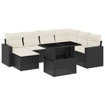 vidaXL Salon de jardin 8 Pièces avec coussins noir résine tressée