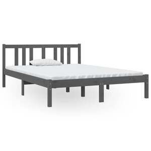 vidaXL Cadre de lit sans matelas gris bois massif 135x190 cm