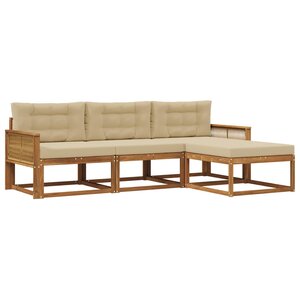 vidaXL Ensemble de canapés d'extérieur 4 Pièces Naturel et Beige