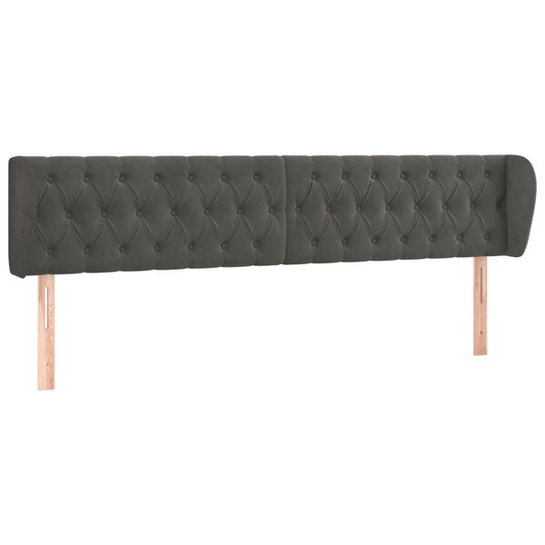 vidaXL Tête de lit avec oreilles Gris foncé 183x23x78/88 cm Velours