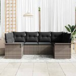 vidaXL Ensemble de canapé de jardin 6 Pièces Gris Poly rotin