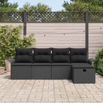 vidaXL Ensemble de canapé de jardin avec coussin 5 Pièces Noir polyrotin