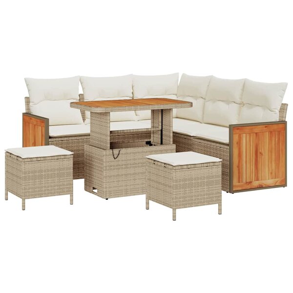 vidaXL Ensemble de canapé de jardin 8 Pièces Beige et crème