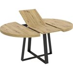 Table ronde extensible DUNA 4 à 6 personnes - Décor chêne - 110 x 110/152 x hauteur 77 cm