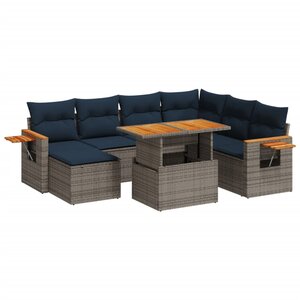 vidaXL Salon de jardin 8 Pièces avec coussins gris résine tressée