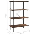 vidaXL Étagère à 4 niveaux noir et naturel 80x40x130 cm