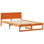 vidaXL Cadre de lit Marron cireux Bois massif 120 x 190 cm Cadre de lit