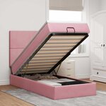 vidaXL Cadre de lit ottoman avec matelas rose 90x200 cm velours