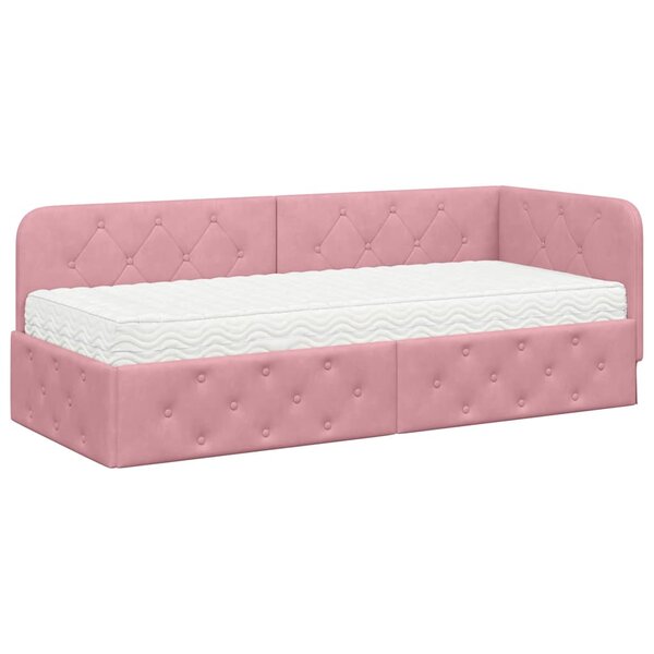 vidaXL Cadre de lit d'angle Rose 80 x 200 cm Velours