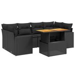 vidaXL Salon de jardin 7 Pièces avec coussins noir résine tressée